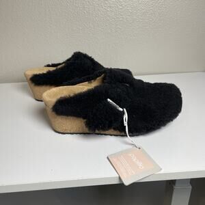 NEW Birkenstock Papillio Fanny Teddy Mule Sandal Women's 38 / 7 Black Shearling